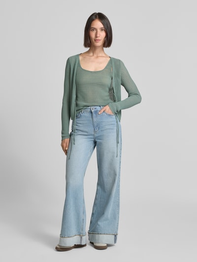 Mango Strickjacke mit Vorderseite zum Binden Modell 'GERANIO' Schilf 1