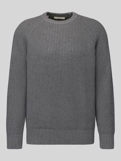 Selected Regular Fit Pullover aus reiner Baumwolle Modell 'BRAUN' Hellgrau Melange 2