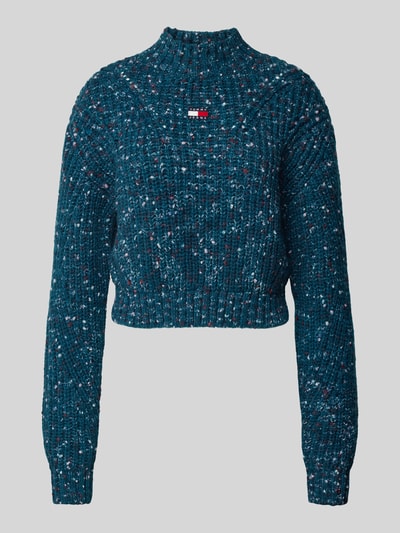 Tommy Jeans Gebreide pullover met opstaande kraag Petrol gemêleerd - 1