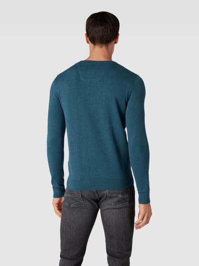 Tom Tailor Strickpullover mit Label-Stitching Modell 'BASIC' Petrol 5