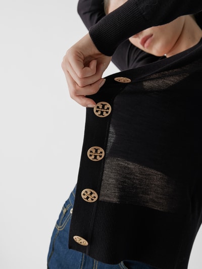 Tory Burch Strickjacke mit Logo-Knöpfen Marineblau 3