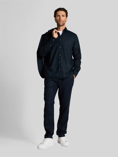 Tom Tailor Regular Fit Freizeithemd aus Leinen-Baumwolle-Mix Marine 1