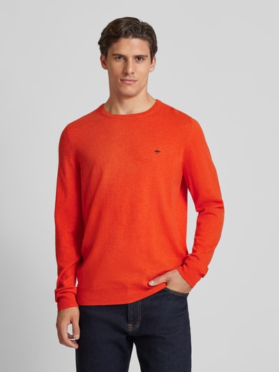 Fynch-Hatton Gebreide pullover met labelstitching Oranje - 4