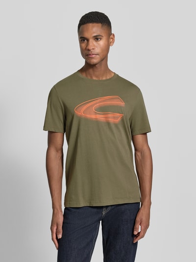 camel active Regular Fit T-Shirt aus reiner Baumwolle Oliv 4
