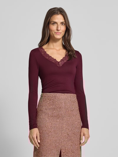 Vero Moda Regular Fit Langarmshirt aus Viskose-Mix Modell 'ROSA' Bordeaux 4