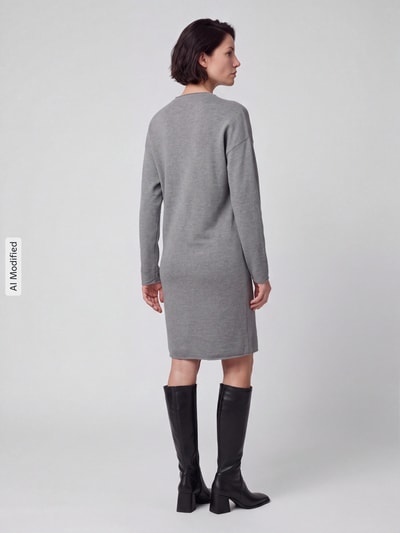 s.Oliver RED LABEL Knielanges Kleid mit Seitenschlitzen Mittelgrau 5