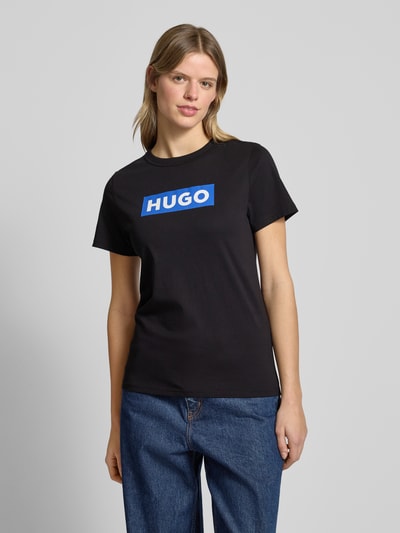 Hugo Blue T-Shirt mit Label-Print Black 4