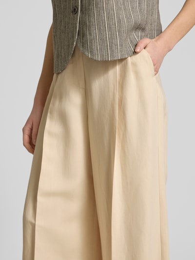 Weekend Max Mara Wide Leg Bundfaltenhose aus Viskose-Leinen-Mix Modell 'VELIERO' Offwhite 3