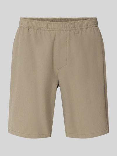 Produktfoto, Regular Fit Sport-Shorts mit Label Print Modell 'TREVOL' von BOSS Green in Beige mit elastischem Bund, seitlichen Eingrifftaschen, Gesäßtasche, Tunnelzug, 4-Wege-Stretch Materialverarbeitung