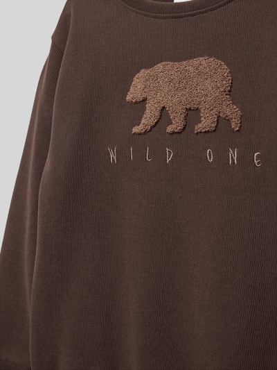 Name It Sweatshirt mit Motiv-Patch Modell 'BEAR' Schoko 2