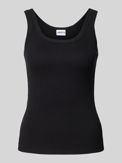 Jake*s Casual Tanktop in Ripp-Optik Black 2