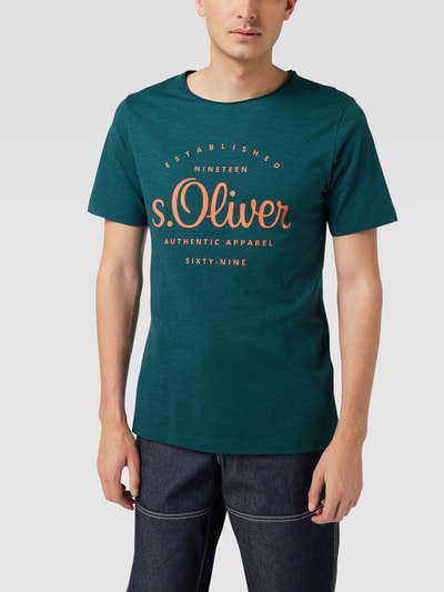 s.Oliver RED LABEL T-shirt z nadrukiem z logo Petrol 4