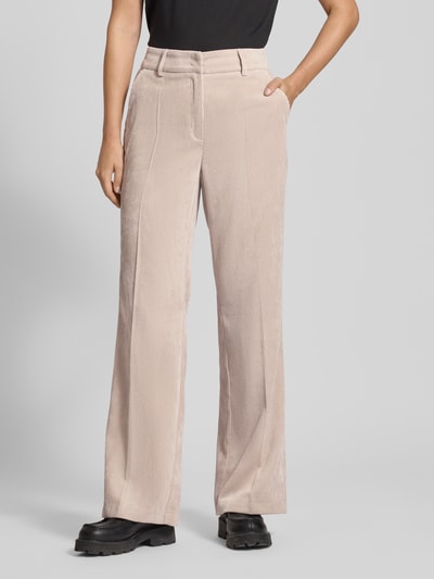 CAMBIO Wide fit corduroy broek met persplooien, model 'Amelie' Beige - 4