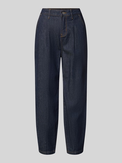 Produktfoto, dunkelblaue Barrel Jeans aus Baumwoll-Mix mit sichtbarer Struktur, Barrel Jeans aus Baumwoll-Mix Modell 'Ballon Str Denim' von Buena Vista, Damen Barrel Jeans von Buena Vista
