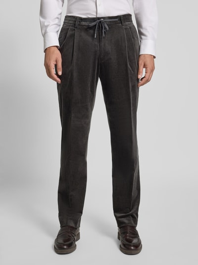 MCNEAL Regular fit corduroy broek met bandplooien Groen - 4