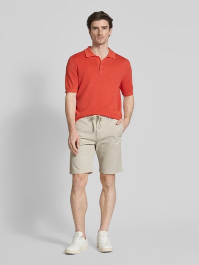 BOSS Orange Tapered fit bermuda met elastische band, model 'Chino' Zand - 1