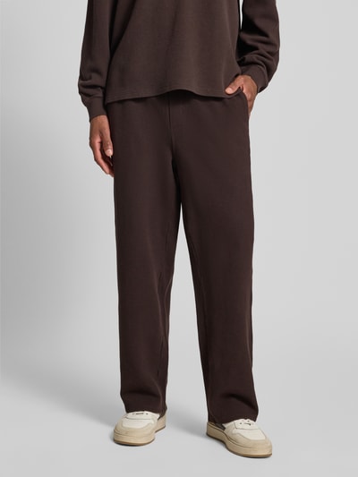 American Vintage Sweathose mit Strukturmuster Modell 'TOFFY' Dunkelbraun 4