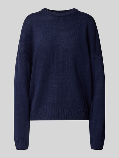 Review Oversized gebreide pullover met ribboorden Marineblauw - 2
