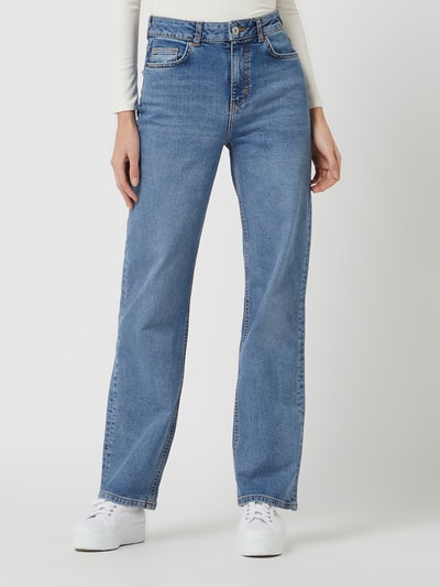 Pieces Jeansy z wysokim stanem o kroju wide fit z dodatkiem streczu model ‘Holly’ Niebieski melanż 4