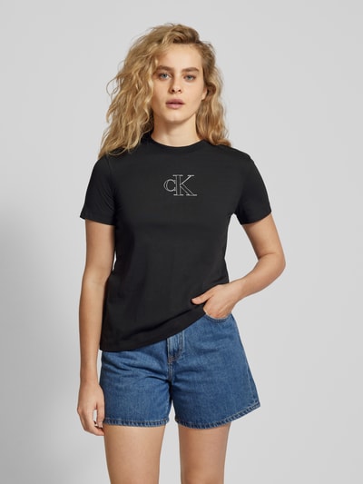 Calvin Klein Jeans T-shirt met labelprint Zwart - 4