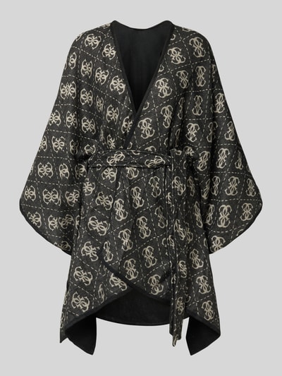 GUESS Poncho mit Logo-Muster und Bindegürtel Black 2
