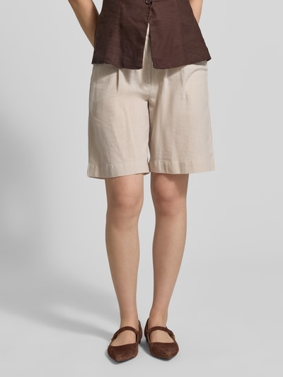 VERO MODA Comfort Fit Shorts aus Baumwoll-Leinen-Mix Modell 'CAIA' Beige 4