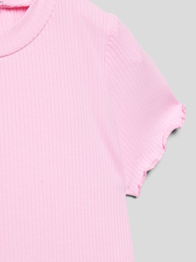 Tom Tailor T-Shirt mit Feinripp Pink 2