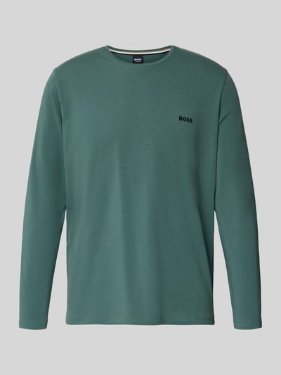 Produktfoto, Regular Fit Langarmshirt aus Baumwoll-Mix Modell 'MIX&MATCH' von BOSS, Optik: Unifarben, Rundhals, Label-Schriftzug, Label-Stitching