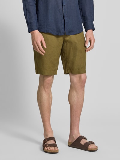 Marc O'Polo Regular Fit Shorts aus reinem Leinen Modell 'RESO JOGGER' Oliv 4