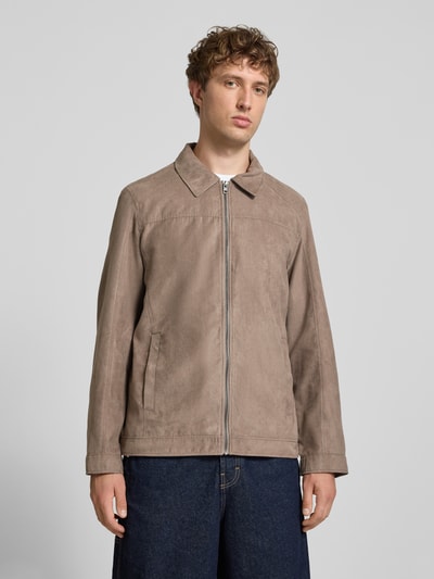 JACK & JONES Regular Fit Jacke mit Umlegekragen Modell 'Dylan' Taupe 4