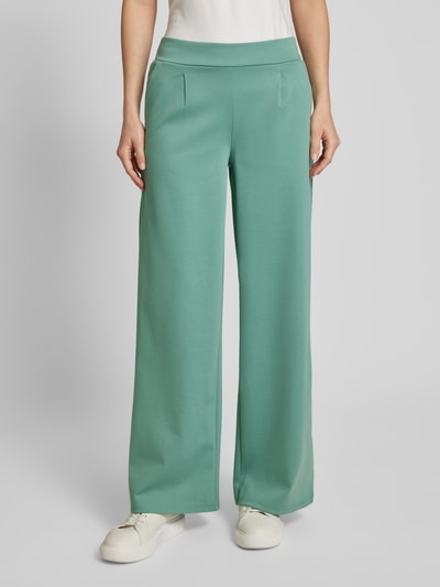 ICHI Wide leg stoffen broek met bandplooien, model 'Kate' Mintgroen - 4