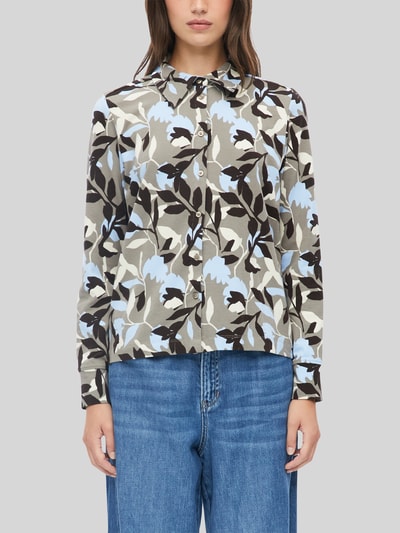 s.Oliver RED LABEL Regular fit blouse met lange mouwen van katoenmix Bleu - 3