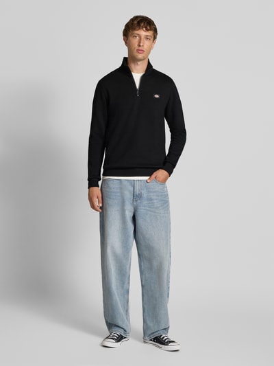 Dickies Sweatshirt met schipperskraag, model 'OAKPORT' Zwart - 1