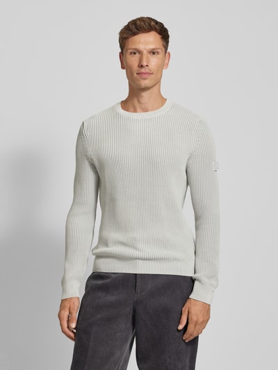 JOOP! Jeans Gebreide pullover met ronde hals, model 'Haro' Lichtgrijs - 4