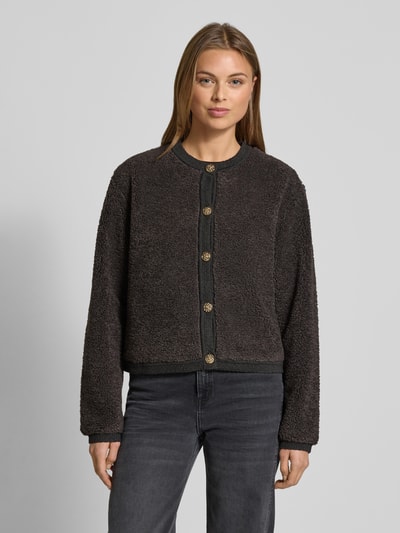 Neo Noir Teddyjacke mit Knopfleiste Mittelgrau 4