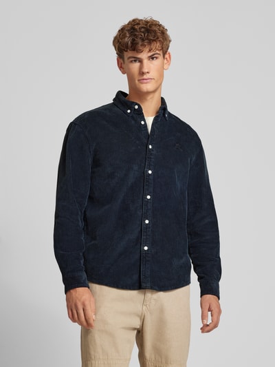 REVIEW Regular Fit Cordhemd mit Button-Down-Kragen Dunkelblau 4