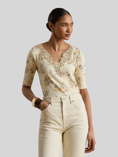 Lauren Ralph Lauren Slim Fit T-Shirt aus Baumwoll-Mix mit Spitzenbesatz Sand 4