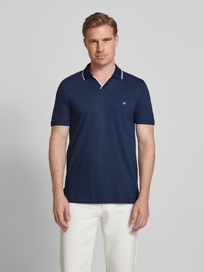 Christian Berg Men Regular Fit Poloshirt mit Logo-Stitching und Polokragen Dunkelblau 4