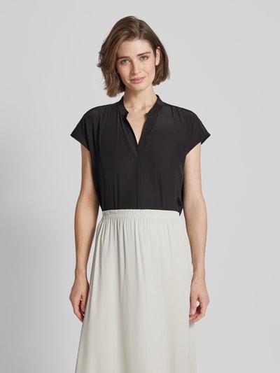 Luisa Cerano Blusenshirt in unifarbenem Design mit V-Ausschnitt Black 4