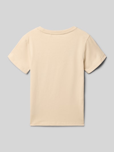 Produktfoto, Regular Fit T-Shirt mit Allover-Motiv-Print von Blue Seven, Kinder T-Shirt aus Reine Baumwolle, Rundhalsausschnitt, beige, Rückenlänge 47 cm bei Größe 116