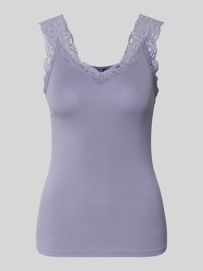 Productfoto, Slim Fit Tank Top uit viscosemix model 'BARBERA LACE' van Pieces, effen, V-hals, brede bandjes, jerseystof