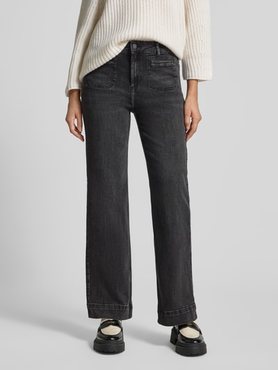 Christian Berg Woman Flared Fit Jeans aus Baumwoll-Mix mit Paspeltaschen Black 4