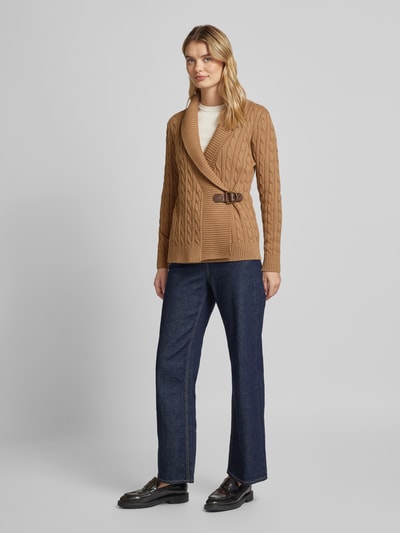 Lauren Ralph Lauren Gebreid jack met reverskraag, model 'DONATO' Camel - 1