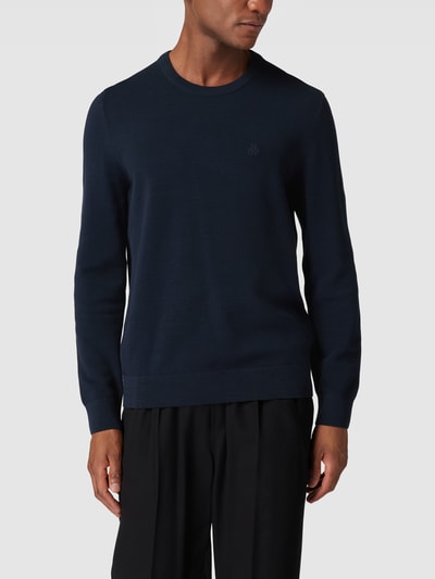 Marc O'Polo Strickpullover mit Rundhalsausschnitt Modell 'Crewneck' Dunkelblau 4