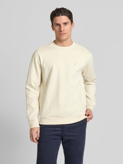 BOSS Sweatshirt met labelbadge, model 'Sharpe' Offwhite - 4