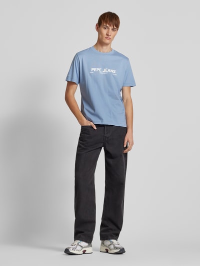 Pepe Jeans T-shirt met labelprint Lichtblauw - 1