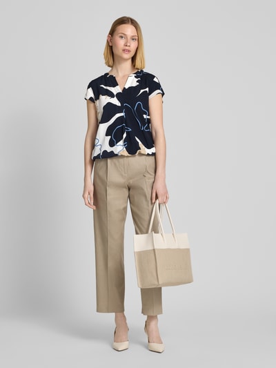Tom Tailor Loose Fit Kurzarmbluse aus reiner Viskose mit Tunikakragen Offwhite 1