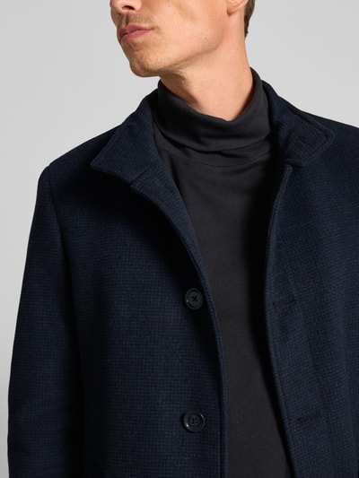 Christian Berg Men Mantel aus Woll-Mix mit Stehkragen Dunkelblau 3