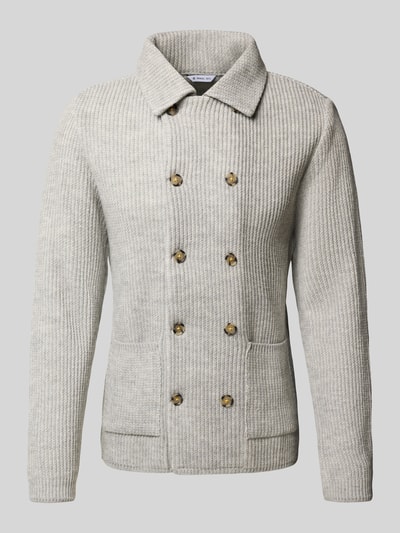 Manuel Ritz Gebreid jack met opgestikte steekzakken Lichtgrijs - 2