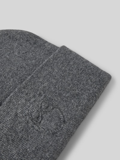 Knowledge Cotton Apparel Beanie mit Label-Detail Anthrazit Melange 2
